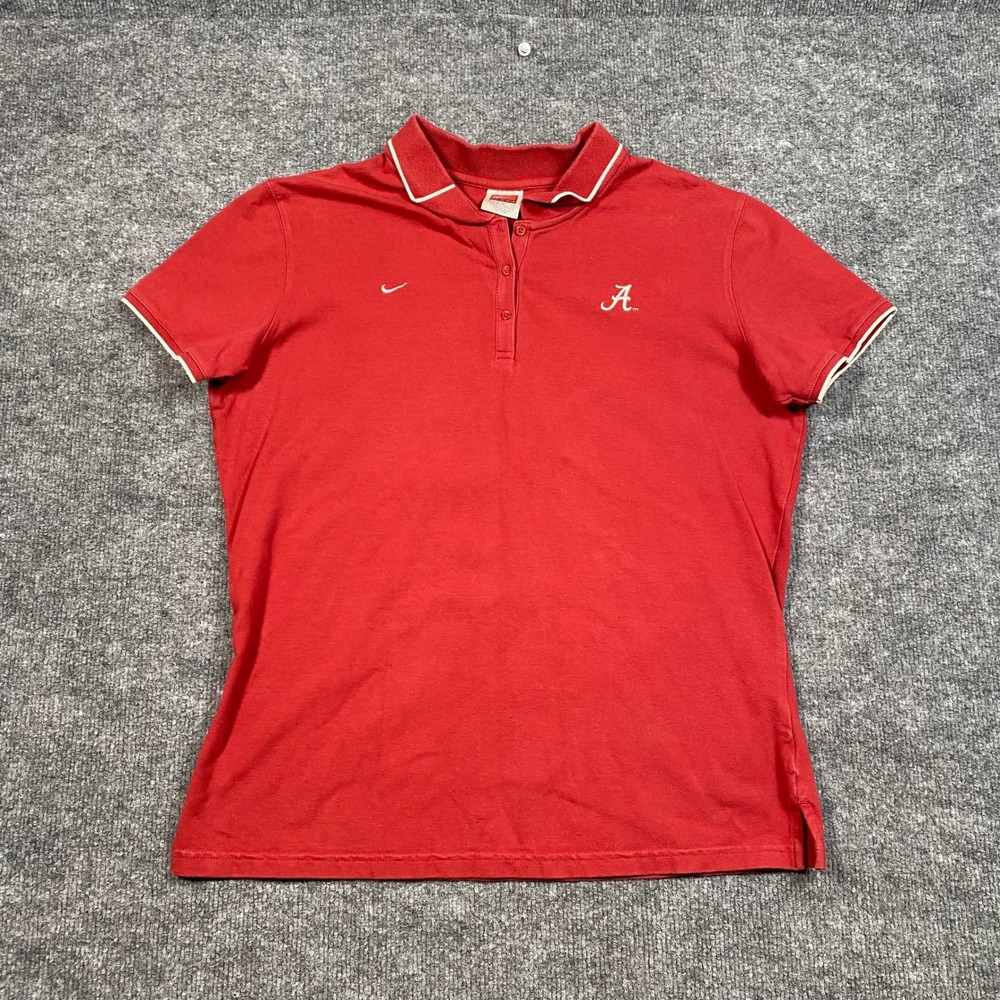 Nike Team Alabama Crimson Tide Women XL Red Short Sleeve Polo Shirt F5BLM